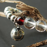 White Crystal Sterling Silver Garnet Bracelet Gemstone 925  Bead & Pendant DiyNotion Handmade BR005