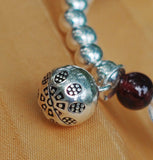 White Crystal Sterling Silver Garnet Bracelet Gemstone 925  Bead & Pendant DiyNotion Handmade BR005