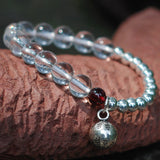 White Crystal Sterling Silver Garnet Bracelet Gemstone 925  Bead & Pendant DiyNotion Handmade BR005