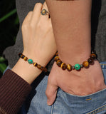 Handmade Men Women Gemstone Bracelet Tiger Eye Turquoise 925 Sterling Silver Spacers DiyNotion BR017M