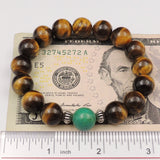 Handmade Men Women Gemstone Bracelet Tiger Eye Turquoise 925 Sterling Silver Spacers DiyNotion BR017M