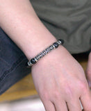 Handmade Men Women Gemstone Bracelet Black Obsidian 925 Sterling Silver Lucky Charm DiyNotion BR021