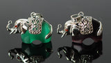 Sterling Silver Green/ Purple Opal Elephant Pendant 925 Stamped 29x21mm with Garnet Eye