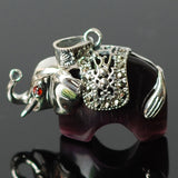 Sterling Silver Green/ Purple Opal Elephant Pendant 925 Stamped 29x21mm with Garnet Eye
