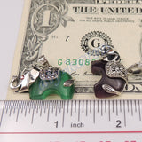 Sterling Silver Green/ Purple Opal Elephant Pendant 925 Stamped 29x21mm with Garnet Eye