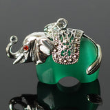 Sterling Silver Green/ Purple Opal Elephant Pendant 925 Stamped 29x21mm with Garnet Eye