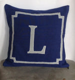 Monogram pillow cases, Euro shams, Euro pillow Cases, Cotton Euro 26 inches Navy Monogram Pillow Decorative Cover, Personalize Pillow Case