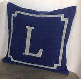 Monogram pillow cases, Euro shams, Euro pillow Cases, Cotton Euro 26 inches Navy Monogram Pillow Decorative Cover, Personalize Pillow Case