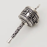 S925 Sterling Silver 34x13mm Tibetan Prayer Wheel Bracelet Pendant/Charm