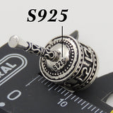 S925 Sterling Silver 34x13mm Tibetan Prayer Wheel Bracelet Pendant/Charm