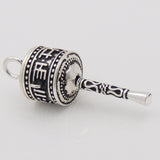 S925 Sterling Silver 34x13mm Tibetan Prayer Wheel Bracelet Pendant/Charm