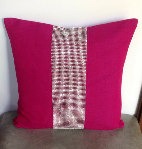 Perfect gift for her 2016, Throw Pillows-Fuschia Pillows with stone detailing-Stone pillow 18x18 square pillows