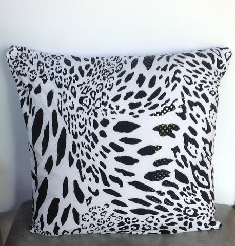 50% OFF Sale Animal Pillows, Black Leopard Pillow Cover, Black cheetah pillow,  Decorative Black White Pillows