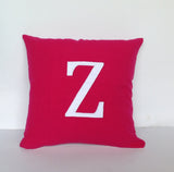 Perfect Monogram gift for her, Dark pink hot pink Monogrammed Pillows 16 inches Alphabet Pillow-  letter cushions