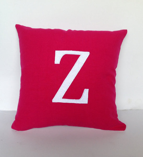 Perfect Monogram gift for her, Dark pink hot pink Monogrammed Pillows 16 inches Alphabet Pillow-  letter cushions