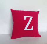 Perfect Monogram gift for her, Dark pink hot pink Monogrammed Pillows 16 inches Alphabet Pillow-  letter cushions