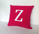 Perfect Monogram gift for her, Dark pink hot pink Monogrammed Pillows 16 inches Alphabet Pillow-  letter cushions