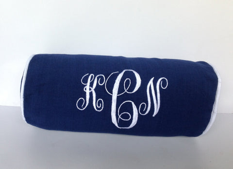 bolster Monogram pillow, Neck Roll Pillows, Neck Support Yoga bolster Cover, Personalized Monogram Bolster Home Decor