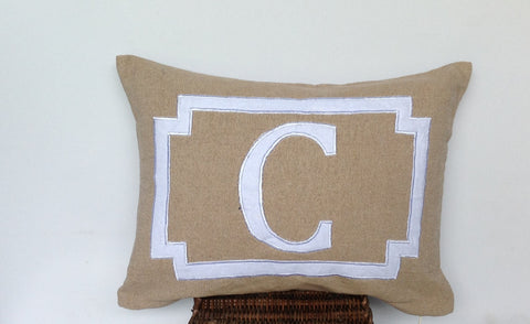 30% OFF Shabby Chic Pillows, Wedding Gift, Monogram Lumbar Pillows, Nursery Pillows, Alphabet Pillows