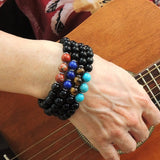 Men's Women Black Obsidian Lapis Bracelet Sterling Silver Spacer & Clasp DiyNotion BR120