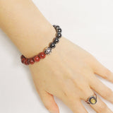 Handmade Men Women Gemstone Bracelet Hematite Jasper Stone 925 Sterling Silver Bead DiyNotion BR137