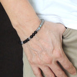 Men's Women Matte Black Onyx Labradorite Sterling Silver Bracelet 925 Bead Clasp Gemstone DiyNotion Handmade BR145