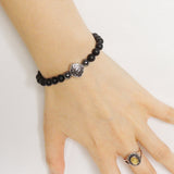Men Women Matte Black Onyx Hematite Bracelet  925 Sterling Silver Chinese Lucky Charm DiyNotion BR148E