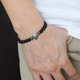 Men Women Matte Black Onyx Hematite Bracelet  925 Sterling Silver Chinese Lucky Charm DiyNotion BR148E