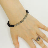 Handmade Men Women Bracelet Matte Black Onyx Labradorite 925 Sterling Silver Clasp DiyNotion BR161