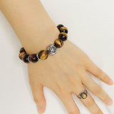 Men Women Tiger Eye Bracelet Gemstone S925 Sterling Silver Bead, Spacer DiyNotion BR158