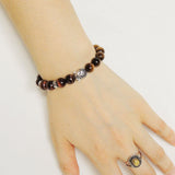 Men's Women Tiger Eye Sterling Silver Bracelet Gemstone 925 Buddha DiyNotion Handmade BR166