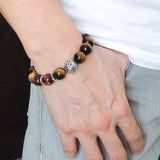 Men Women Tiger Eye Bracelet Gemstone S925 Sterling Silver Bead, Spacer DiyNotion BR158