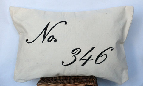 House number embroidered pillow cover- Custom house number pillow cover 12x20 Hostess Gift