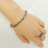 Men's Women Labradorite Sterling Silver Bracelet 925 Spacer Clasp Handmade DiyNotion BR180