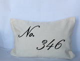 House number embroidered pillow cover- Custom house number pillow cover 12x20 Hostess Gift