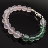 Handmade Rose Quartz Fluorite Bracelet Gemstone 925 Sterling Silver Clasp & Spacers DiyNotion BR186