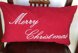 Holiday Pillow Covers, Christmas Red Pillow Cover- Embroidered Holiday Pillow Cover 12x20-Monogram Lumbar Pillow