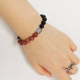 Mens' Women Black Obsidian Japser Stone Sterling Silver Bracelet 925 Buddha DiyNotion Handmade BR194