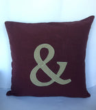 Ampersand Chocolate Brown  Moss Green 16x16 inches monogram pillow- Alphabet cushion cover-customized letter throw pillows