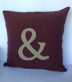 Ampersand Chocolate Brown  Moss Green 16x16 inches monogram pillow- Alphabet cushion cover-customized letter throw pillows