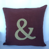 Ampersand Chocolate Brown  Moss Green 16x16 inches monogram pillow- Alphabet cushion cover-customized letter throw pillows