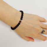Men's Women Matte Black Onyx Tiger Eye Sterling Silver Bracelet Gemstone 925 Lucky Spacer DiyNotion Handmade BR192E