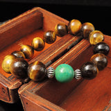 Handmade Men Women Gemstone Bracelet Tiger Eye Turquoise 925 Sterling Silver Spacers DiyNotion BR017M