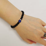 Men's Women Matte Black Onyx Lapis Sterling Silver Bracelet Gemstone DiyNotion Handmade BR193