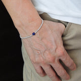 Men Women Healing Gemstone Bracelet 6mm Lapis Lazuli 3mm 925 Sterling Silver Beads & S-hook Clasp BR202