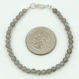 Handmade Men Women Gemstone Bracelet Labradorite 925 Sterling Silver Spacers & Clasp DiyNotion BR210