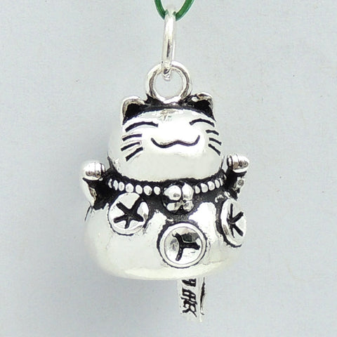 Sterling Silver 925 Stamped Vintage Protection Wealth Lucky Cat Maneki Neko Pendant  WSP204 Wholesale: See Discount Coupons in Item Details