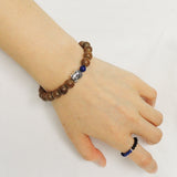 Men's Women Agarwood Lapis Sterling Silver Bracelet 925 Buddha Yoga Mala DiyNotion Handmade  BR215