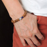 Men's Women Agarwood Lapis Sterling Silver Bracelet 925 Buddha Yoga Mala DiyNotion Handmade  BR215