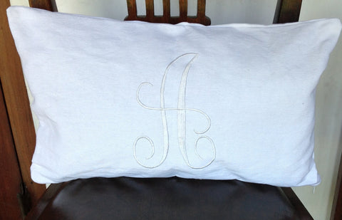 Gifts for her, Monogram wedding embroidered white pillows, Custom lumbar monogram throw pillows 12x20  gift wedding pillows